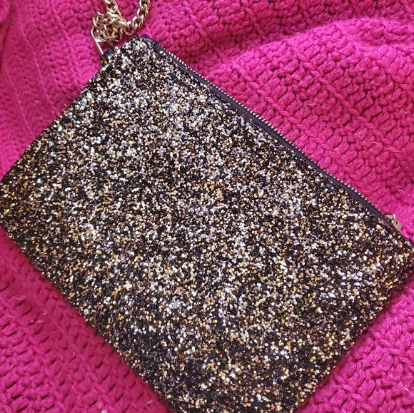 Express Handbags - Black & Gold sparkle clutch wristlet